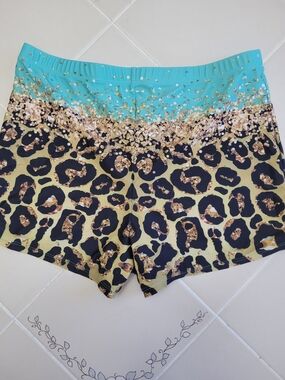 Women’s Aqua Leopard Print Bathing Suit Bottoms